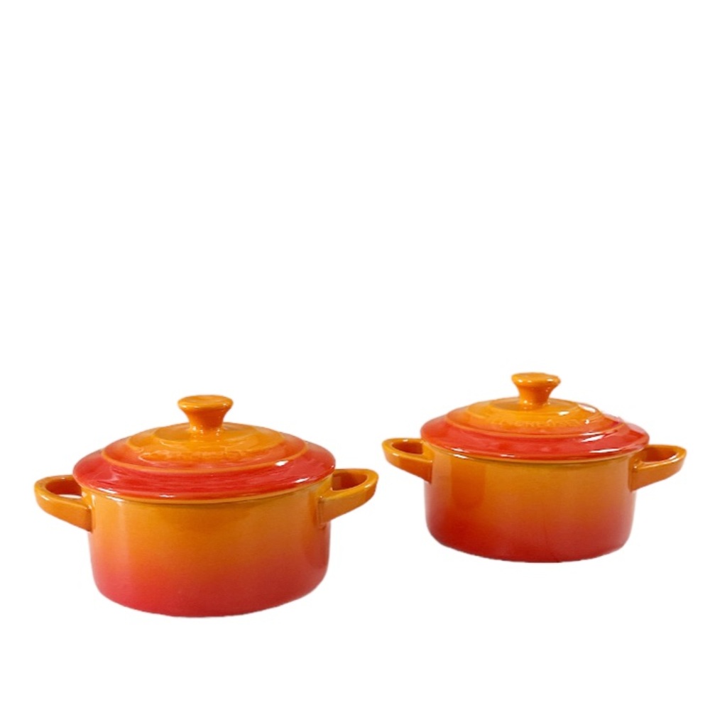 NEW HTF Le Creuset FLAME Mini Cocotte Set/2